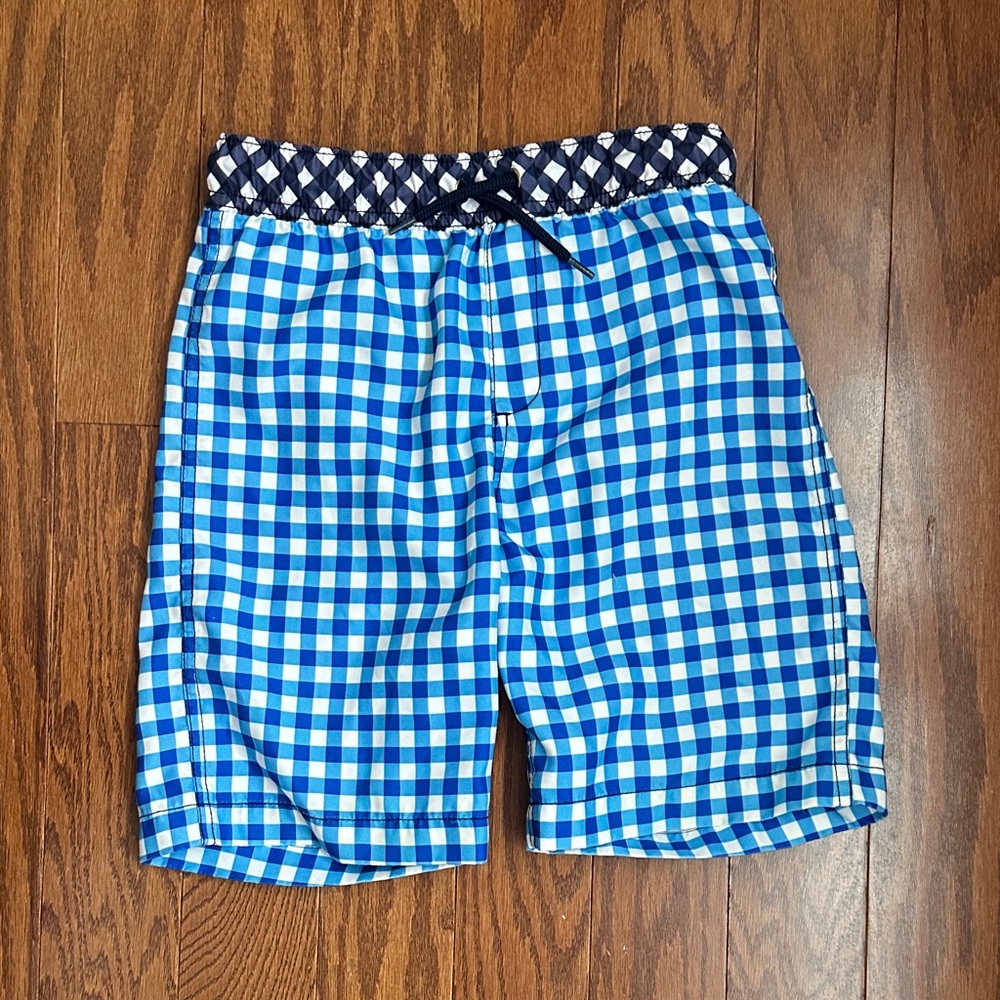 Draper James Navy and White Checkered Board Shorts